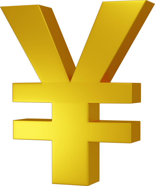 Golden JPY Japanese Yen sign