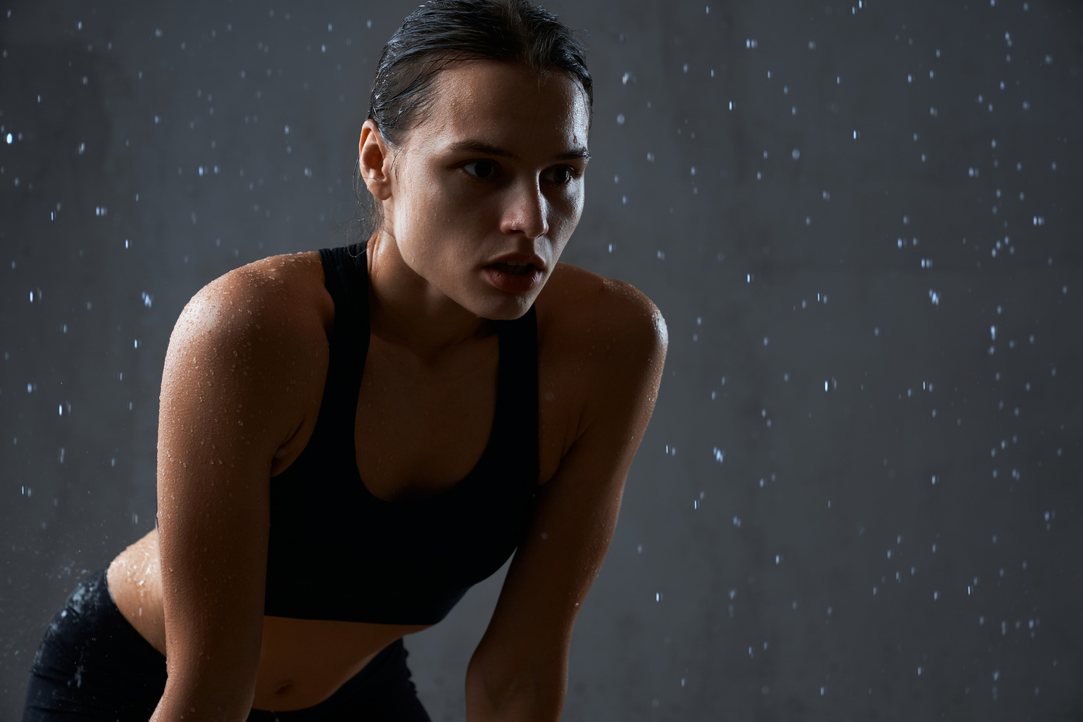 Woman Covered in Sweat