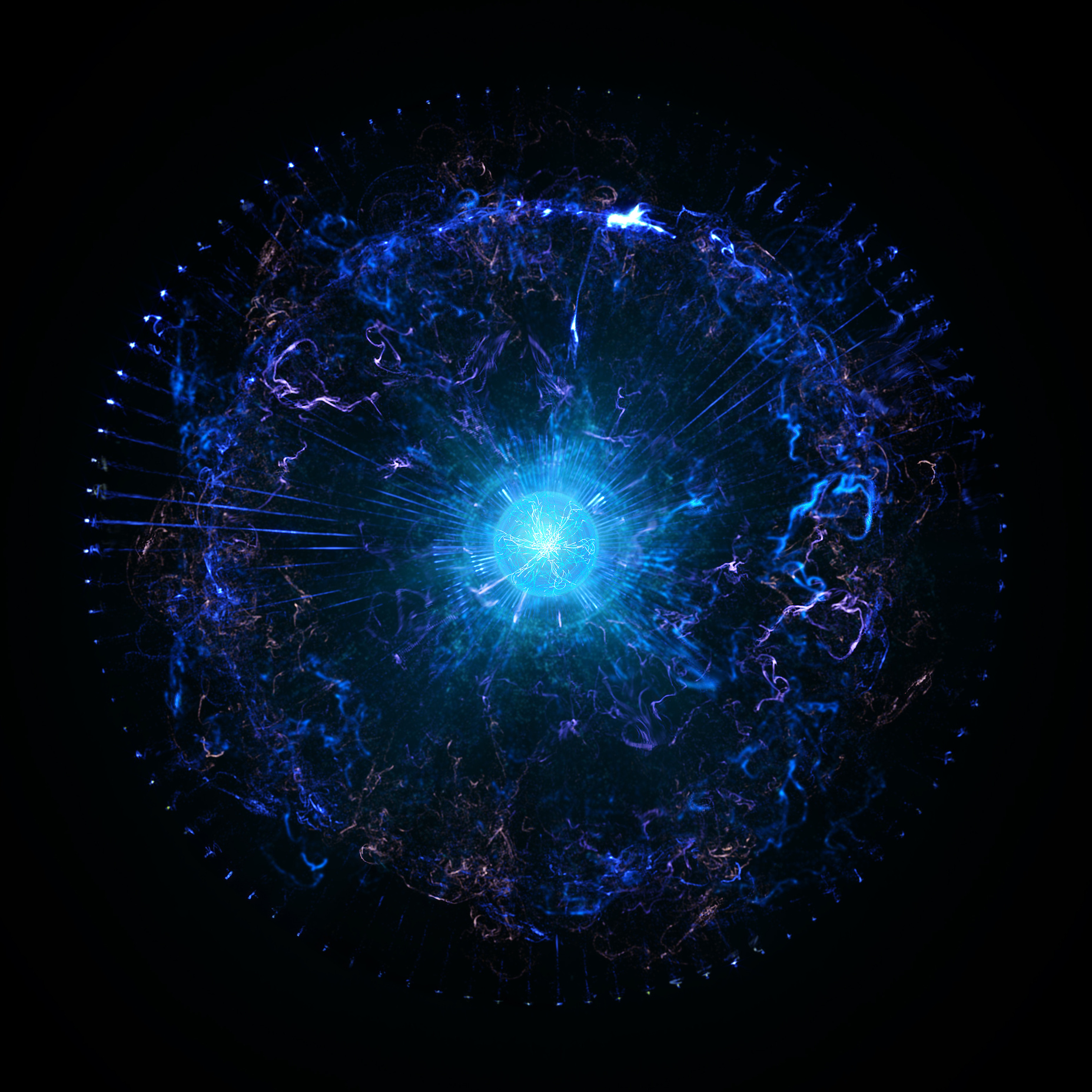 Energy Sphere With Glowing Core. Concept For Antigravity, Magnetic Field, Nuclear Fusion